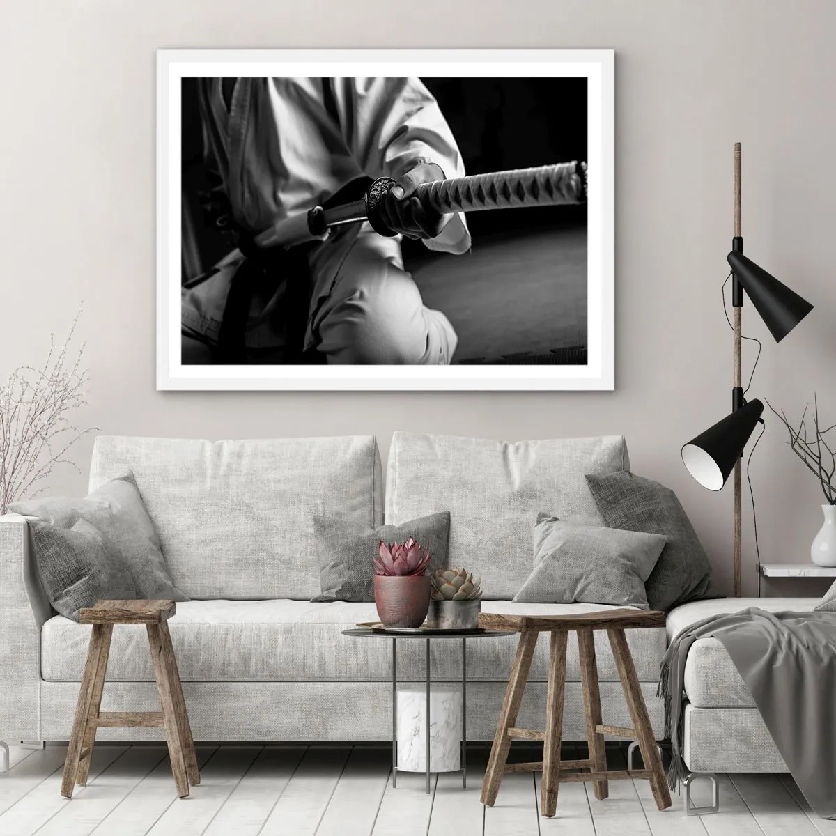 Poster în ramă albă - Sufletul unui războinic - 70x50 cm