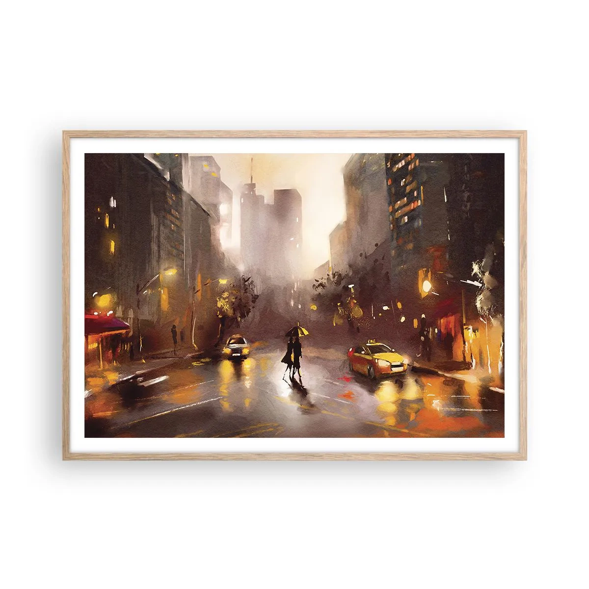Poster în ramă de stejar deschis - În luminile New York-ului - 100x70 cm