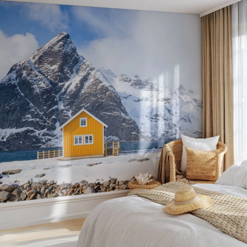 Tapet Premium Canvas - Vacanță scandinavă - Iarnă, Alpi, Munţi - 500x350 cm