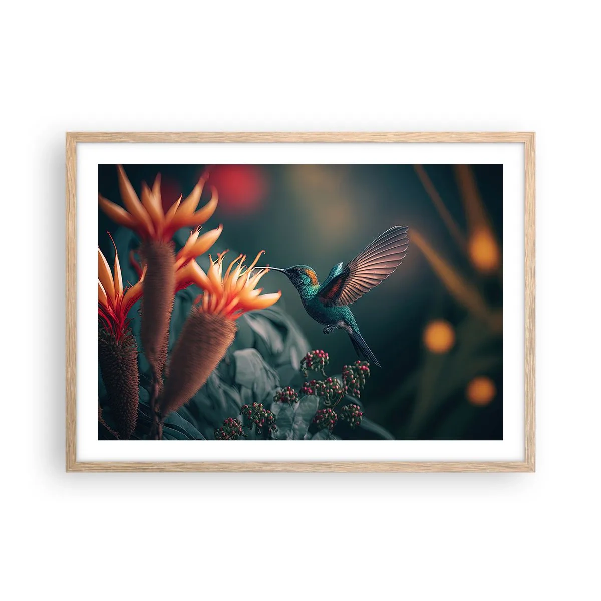 Poster în ramă de stejar deschis - Viață cu adevărat colorată - 70x50 cm