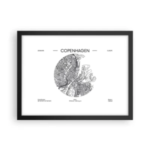 Poster în ramă neagră - Anatomia Copenhagăi - 40x30 cm