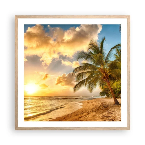 Poster în ramă de stejar deschis - Vară eternă, întotdeauna o vacanță - 60x60 cm