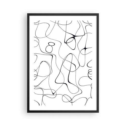 Poster în ramă neagră - Linii negre abstracte pe fundal alb - 50x70cm - Căile vieții, căile destinului - Decorațiune modernă pentru perete pentru living și dormitor ARTTOR
