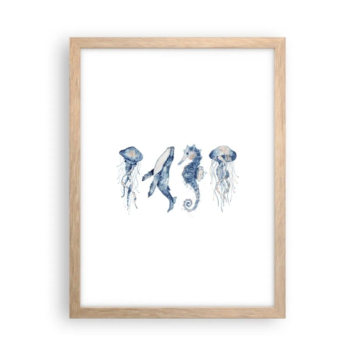 Poster în ramă de stejar deschis - Fauna marină sălbatică - 30x40 cm
