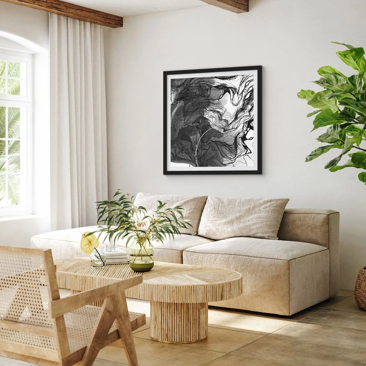 Poster în ramă neagră - Încurcată în vise - 40x40 cm