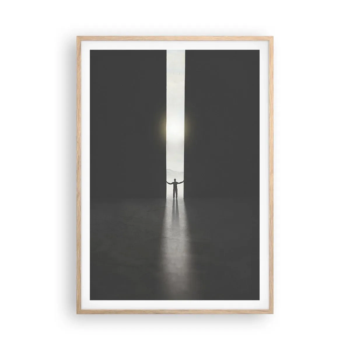 Poster în ramă de stejar deschis - Un pas spre un viitor luminos - 70x100 cm