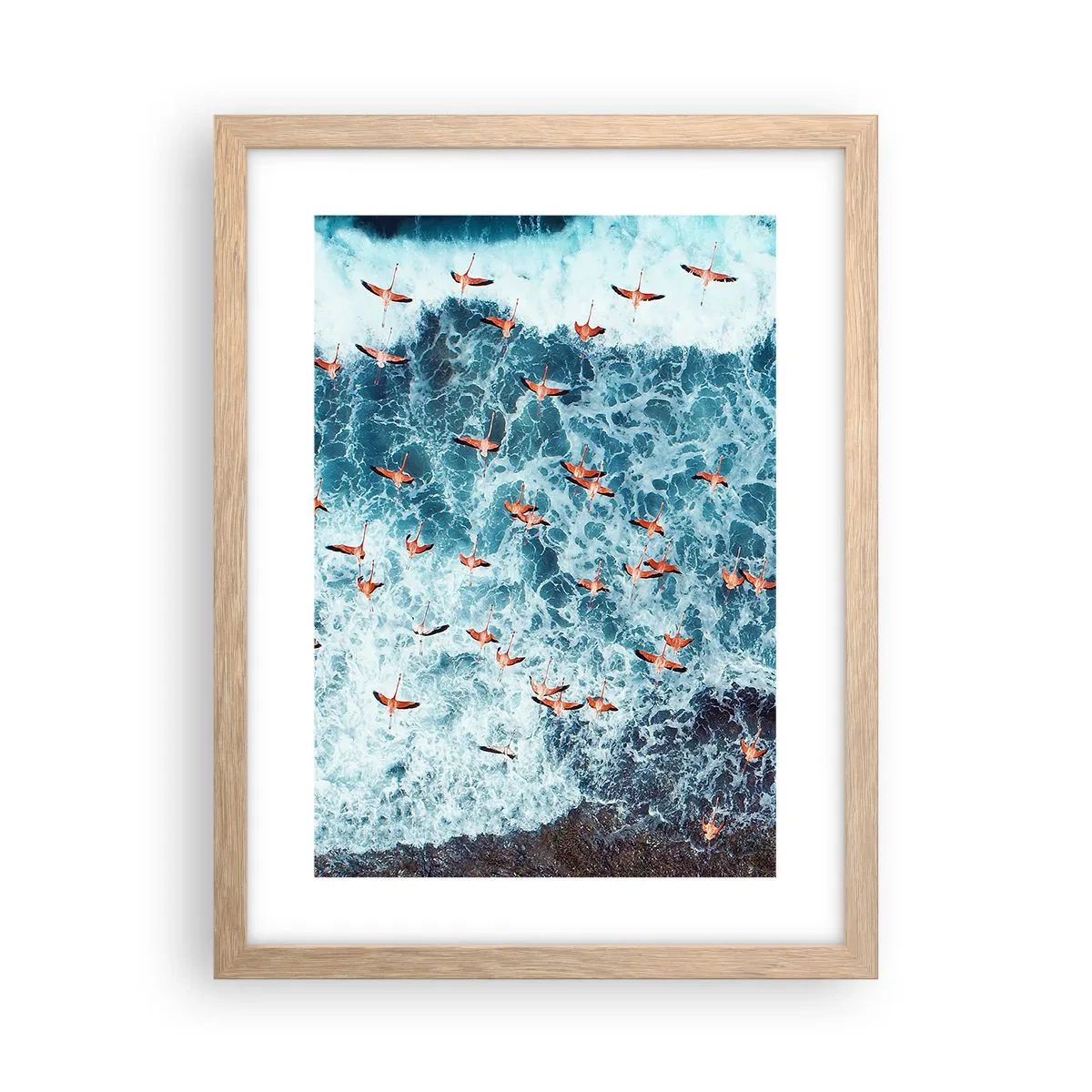 Poster în ramă de stejar deschis - Parada de la malul mării - 30x40 cm