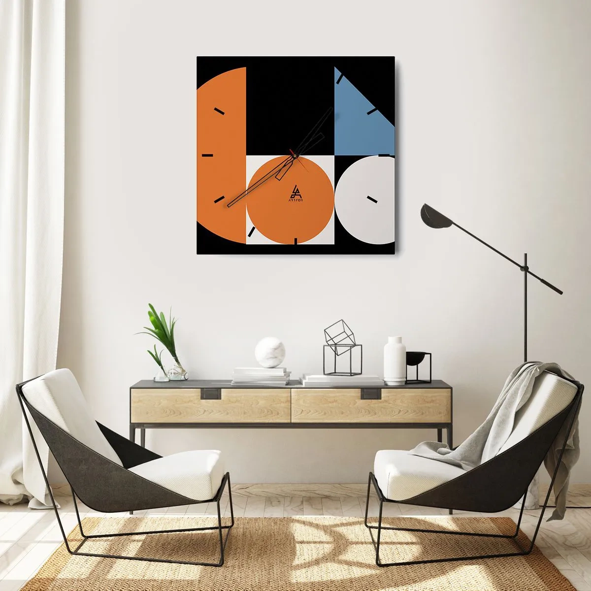 Ceas de perete - Ceas pe sticlă - Sistem de figuri - 30x30 cm