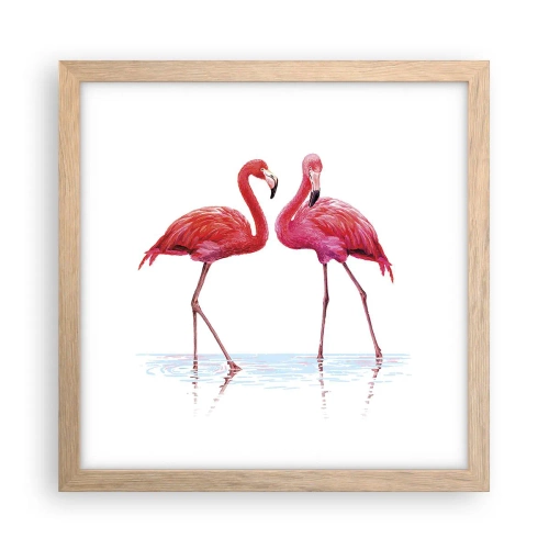 Poster în ramă de stejar deschis - Pink randez-vous - 30x30 cm