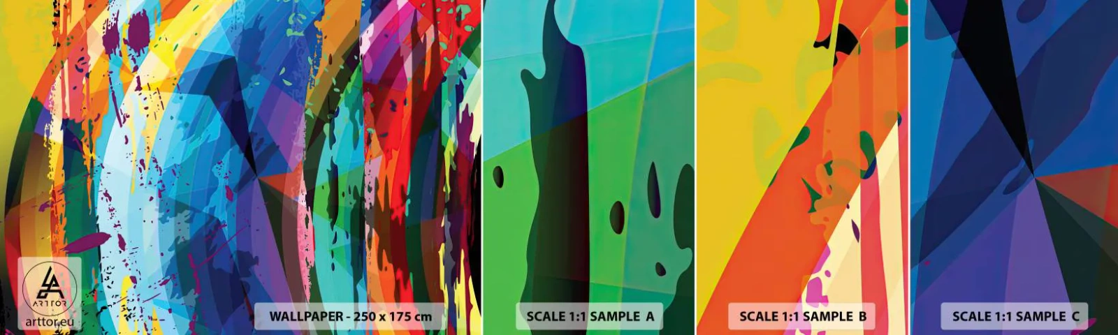 Mostră de Tapet Standard Eco - Amețeli colorate - Abstracția, Bucată, Artă Modernă - 100x30 cm