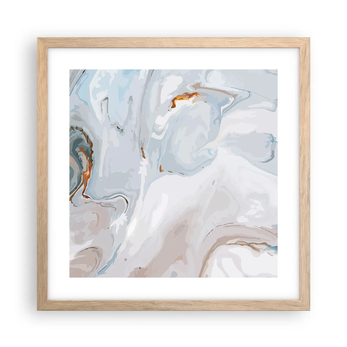 Poster în ramă de stejar deschis - Albul ridicat - 40x40 cm