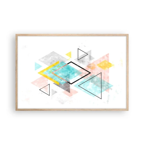 Poster în ramă de stejar deschis - Joc geometric - 91x61 cm