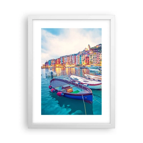 Poster în ramă albă - O seară plină de culoare în port - 30x40 cm