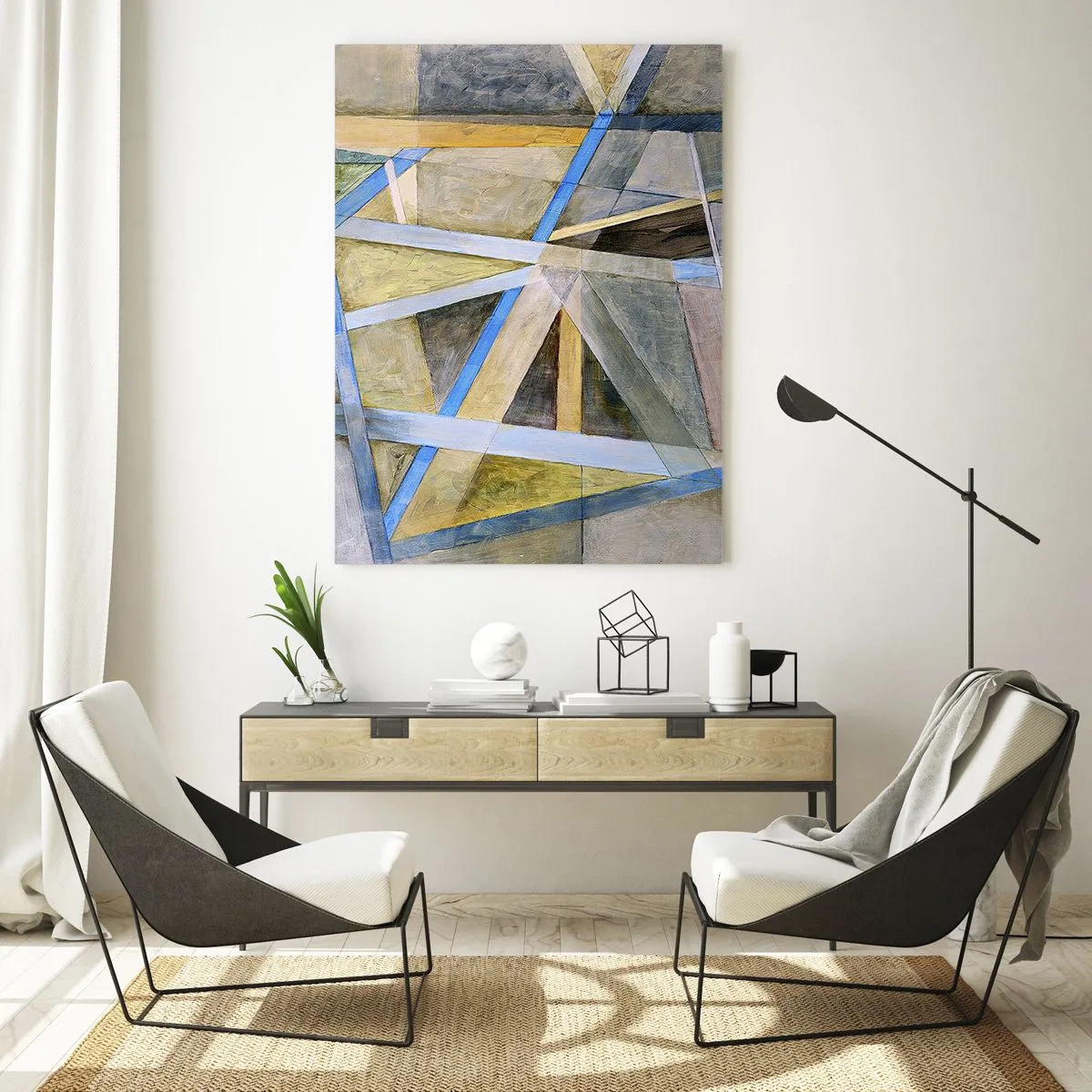 Tablou pe sticlă - Drept sau de-a curmezișul? - 50x70 cm