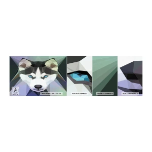 Mostră de Tapet Standard Eco - O amintire a zăpezilor din nord - Abstracția, Animale, Lup - 100x30 cm