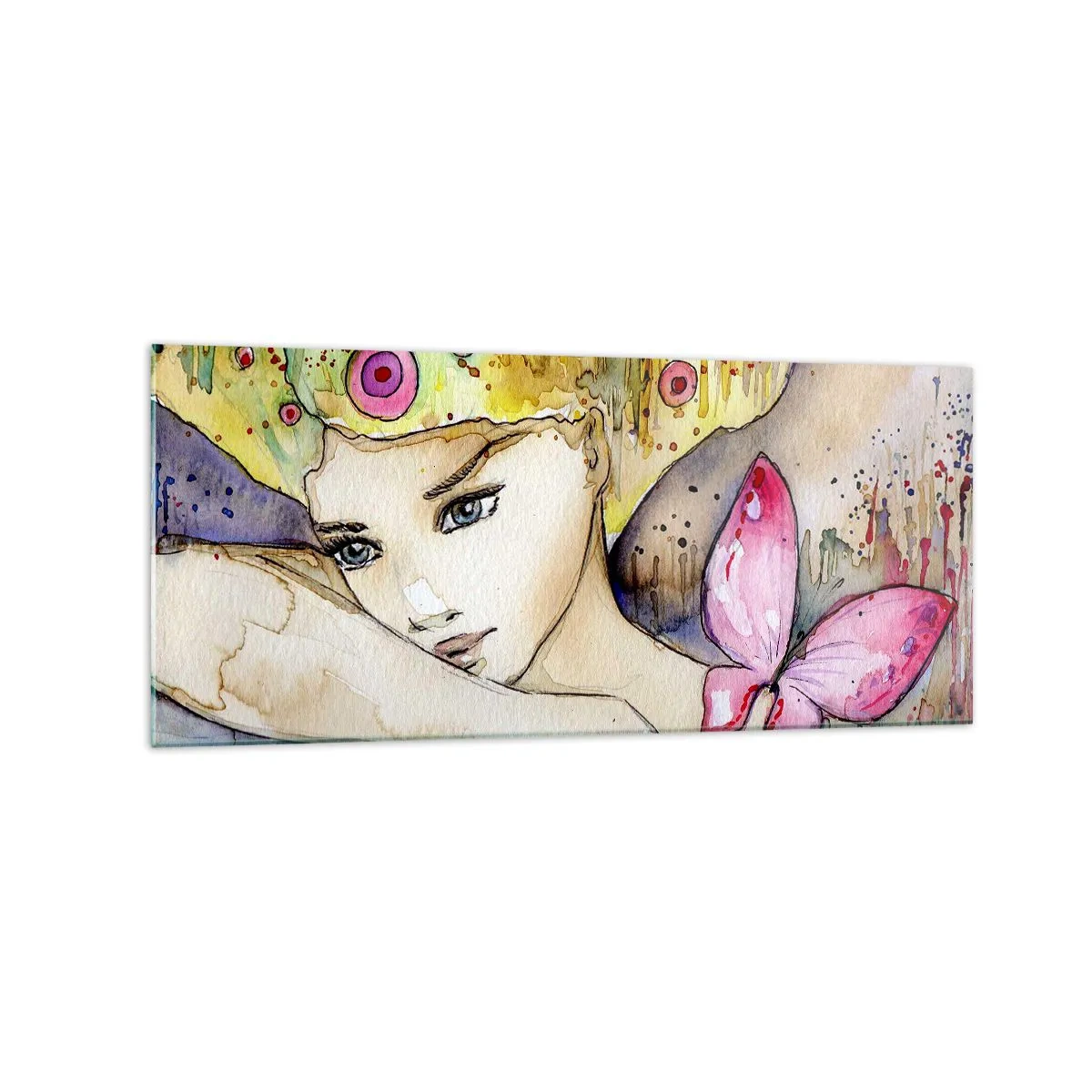 Tablou pe sticlă - Prințesa fluture - 120x50 cm