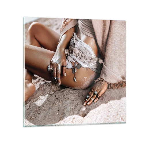 Tablou pe sticlă - Aruncată de valuri? - 50x50 cm