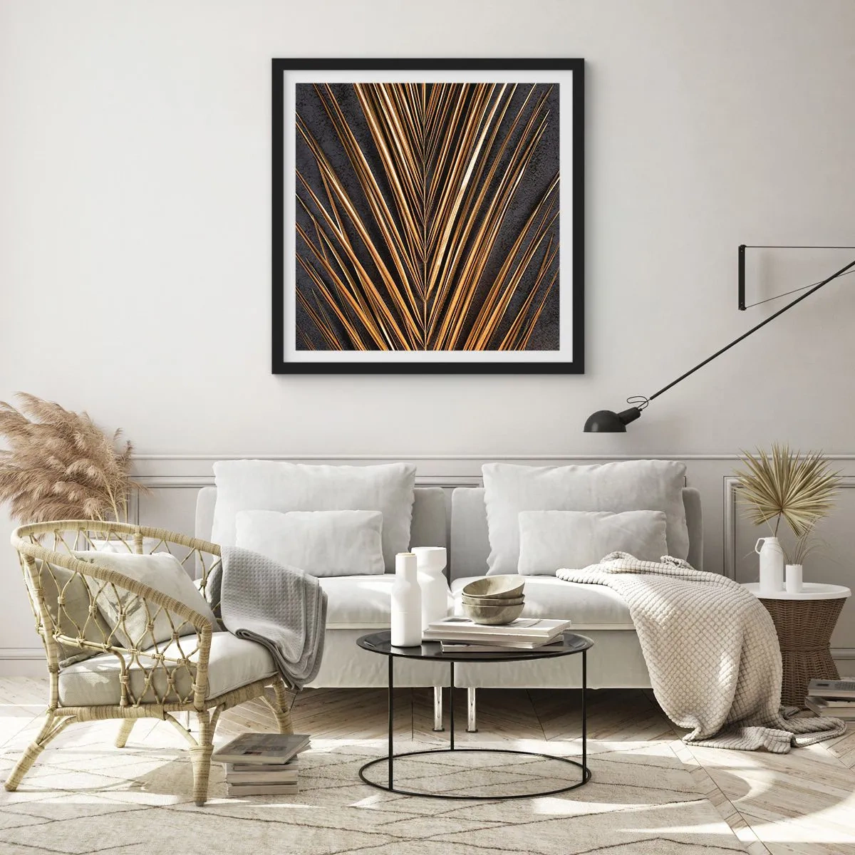 Poster în ramă neagră - Aur tropical - 30x30 cm