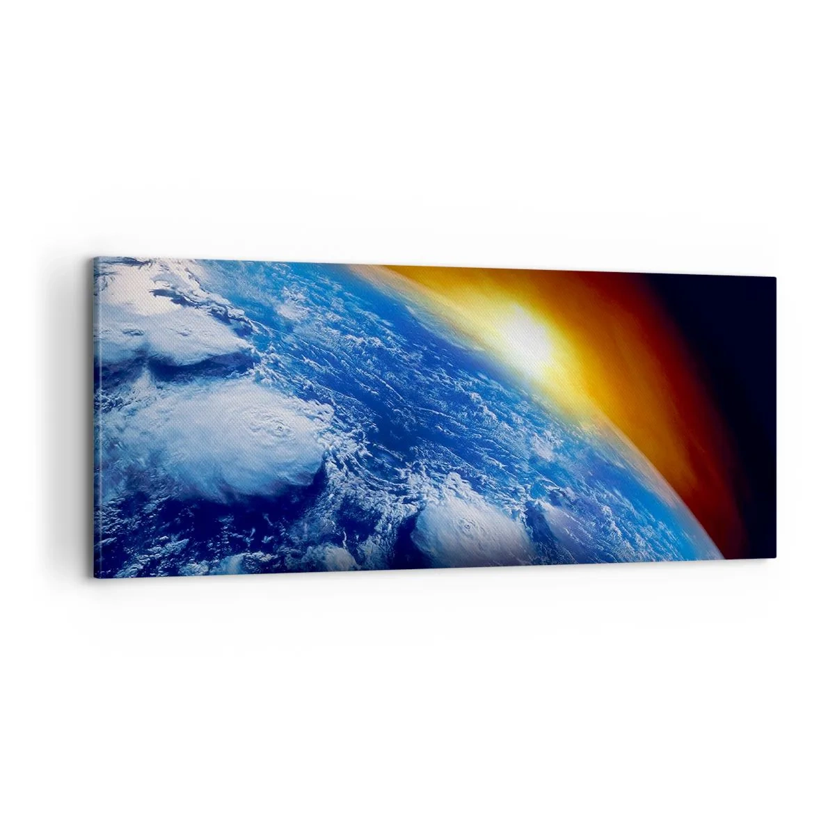 Tablou pe pânză - Răsărit de soare deasupra planetei albastre - 100x40 cm