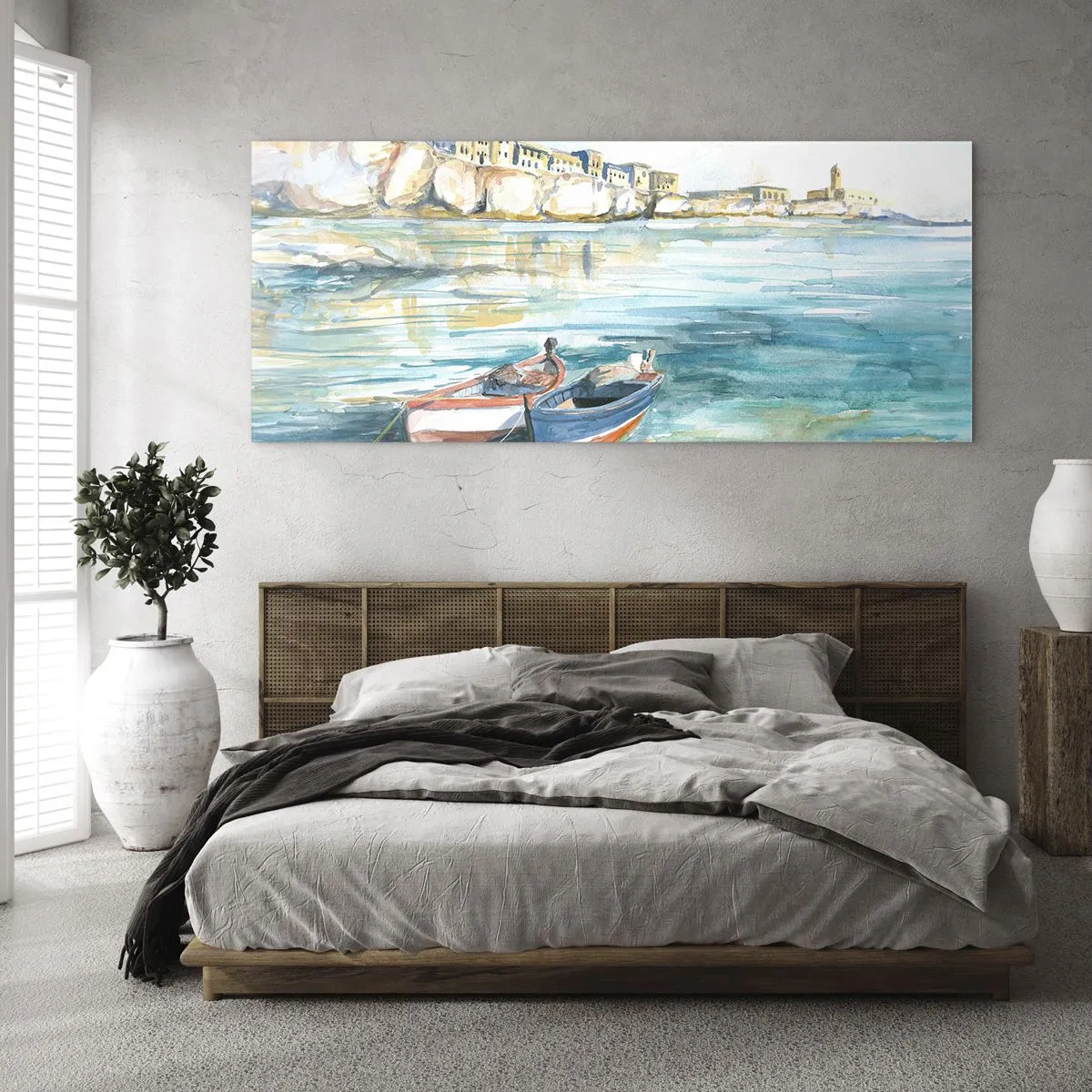 Tablou pe sticlă - Peisaj în azur - 100x40 cm