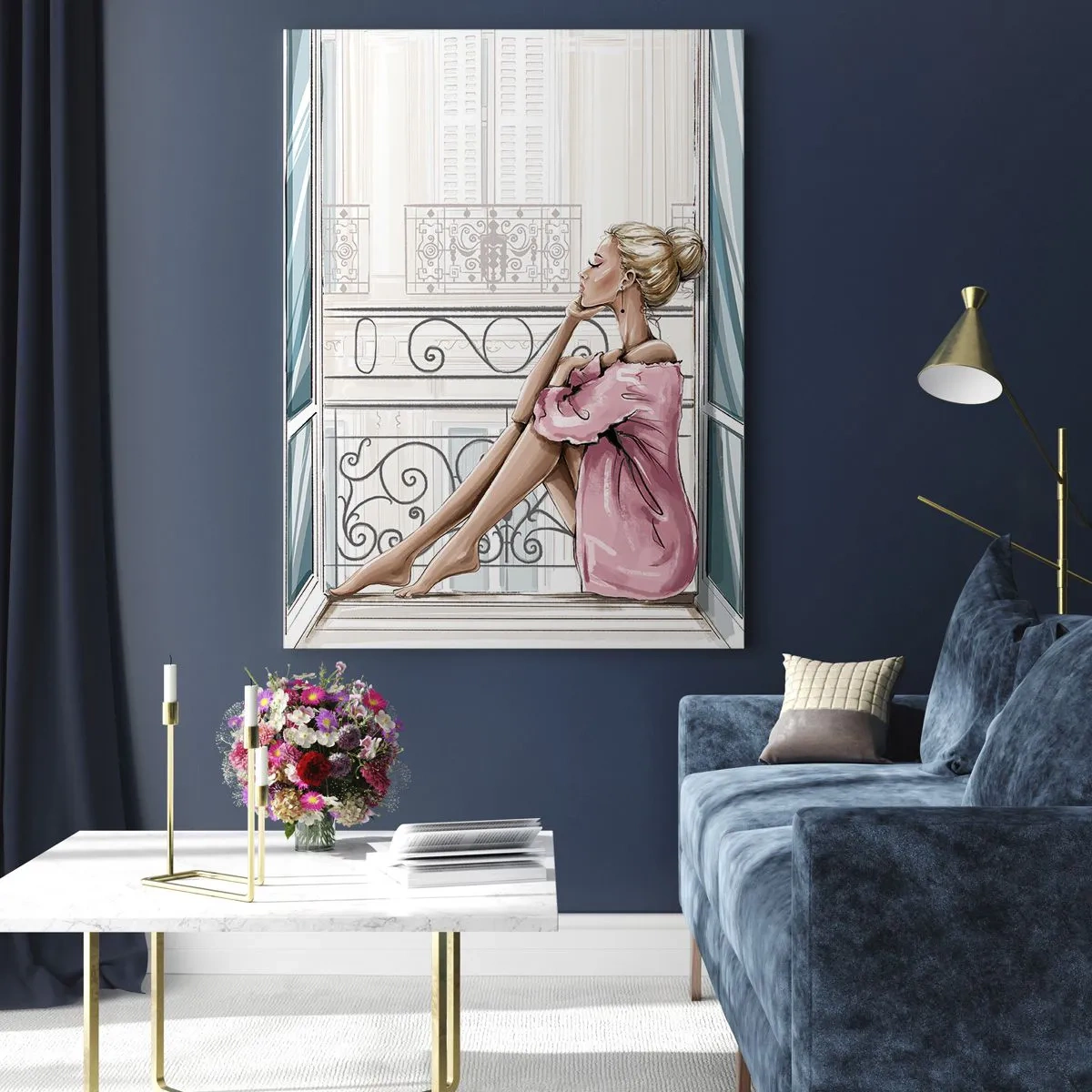 Tablou pe sticlă - Dimineață pariziană - 50x70 cm