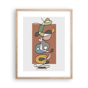 Poster în ramă de stejar deschis - Abstracție: un dans colorat - 40x50 cm