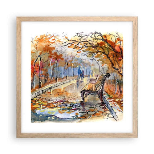 Poster în ramă de stejar deschis - Pășim împreună în toamnă - 40x40 cm
