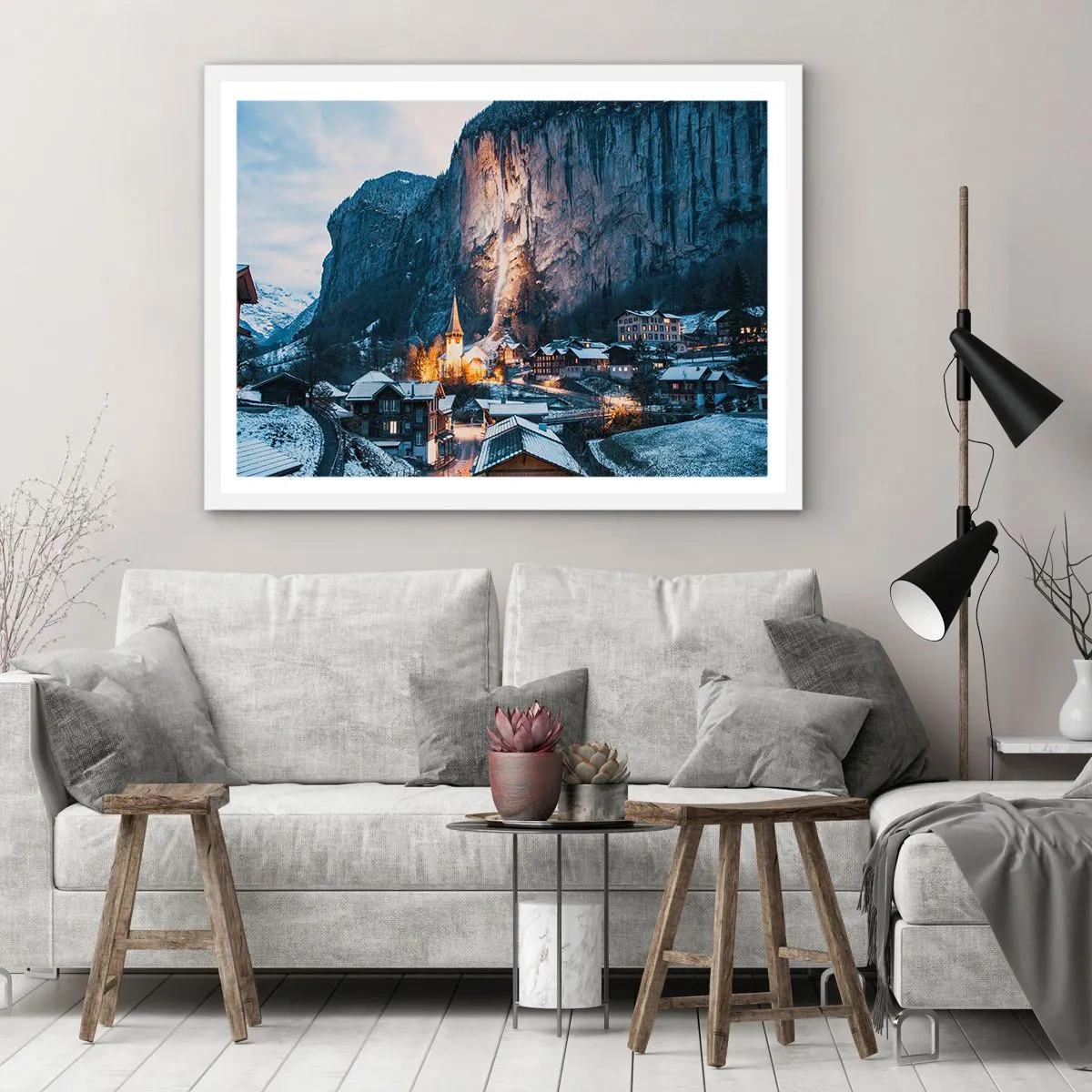 Poster în ramă albă - Spiritul luminos al iernii - 40x30 cm