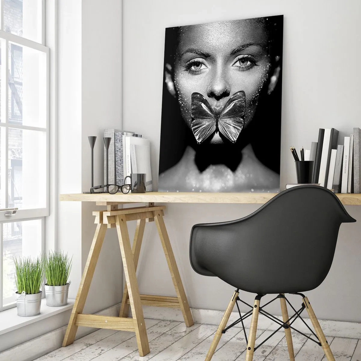 Tablou pe sticlă - Sărut de fluture - 50x70 cm