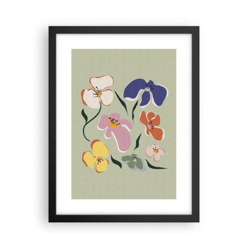 Poster în ramă neagră - Panseluțe colorate - 30x40 cm