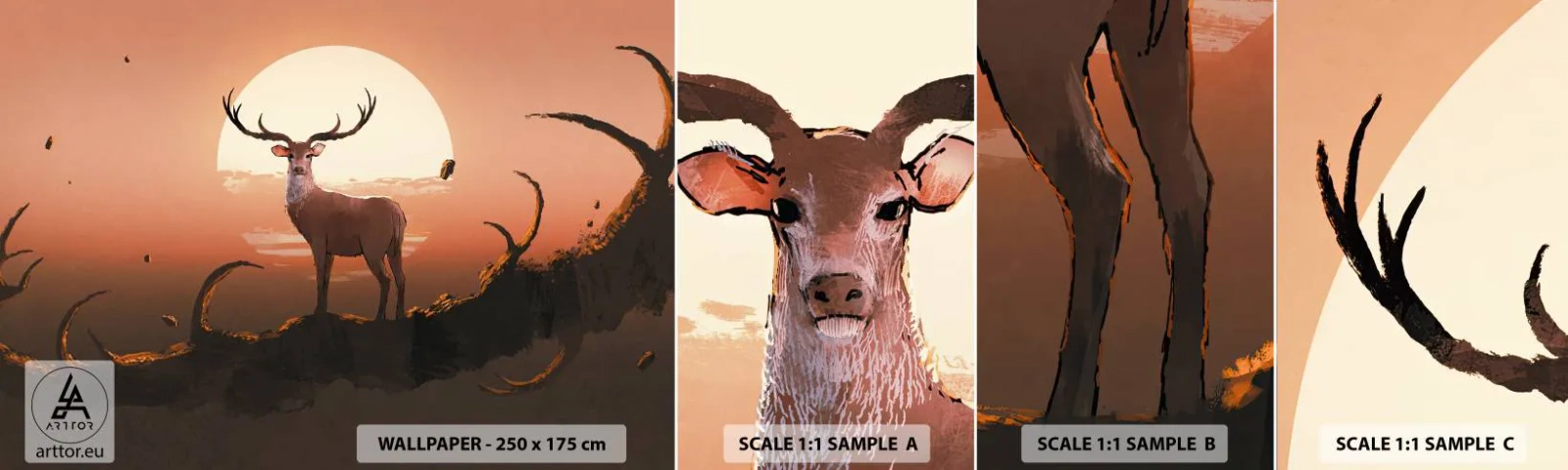 Mostră tapet autocolant Deluxe Sticker - Această noapte este diferită de oricare alta - Abstracția, Cerb, Bucată - 100x30 cm