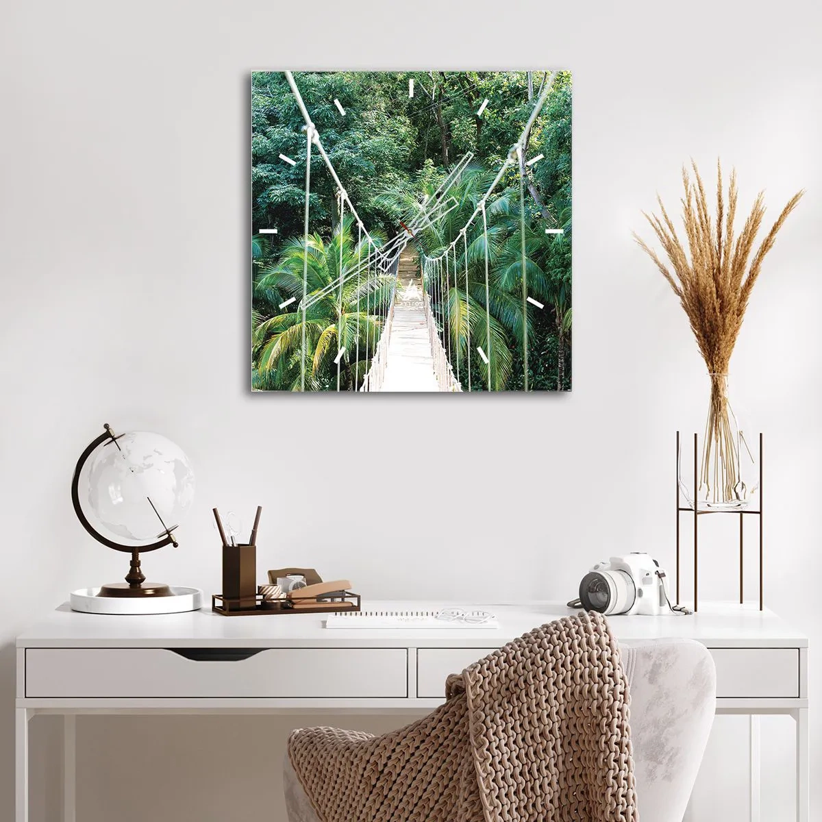 Ceas de perete - Ceas pe sticlă - Welcome to the jungle! - 30x30 cm