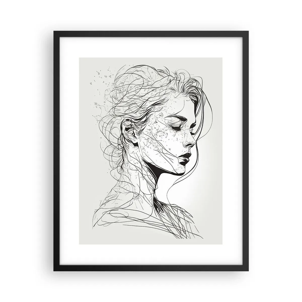 Poster în ramă neagră - Desenată cu linii - 40x50 cm
