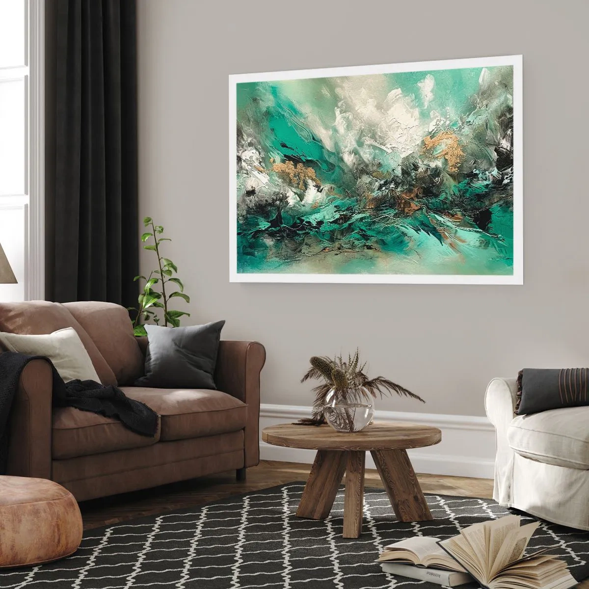 Poster - Fierbere negru-smarald - 100x70 cm