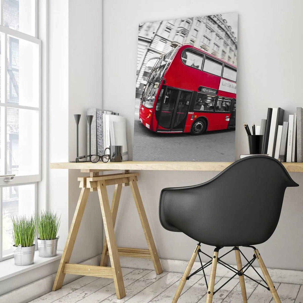Tablou pe sticlă - Londra în mod tradițional - by bus - 70x100 cm