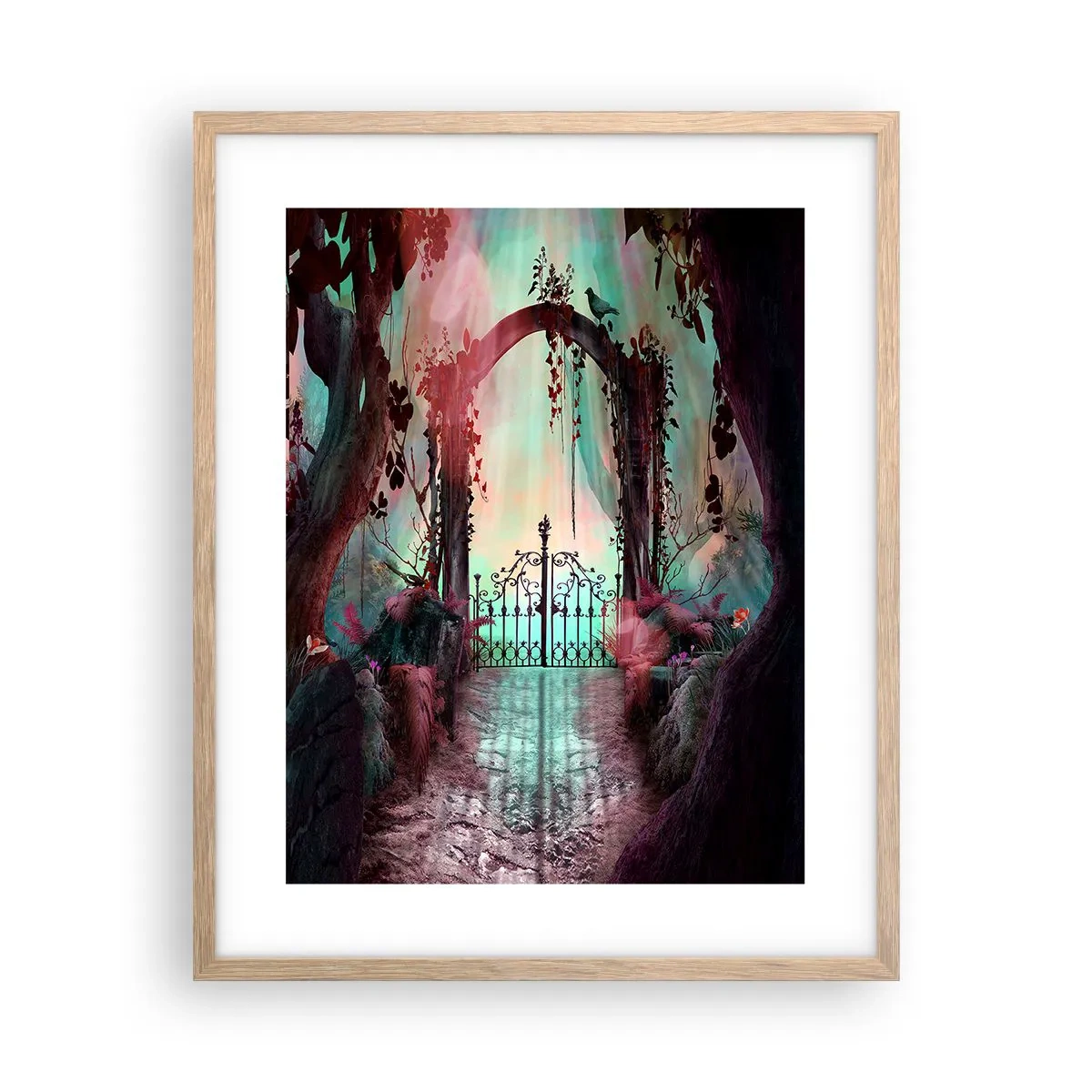 Poster în ramă de stejar deschis - Grădina secretă - 40x50 cm