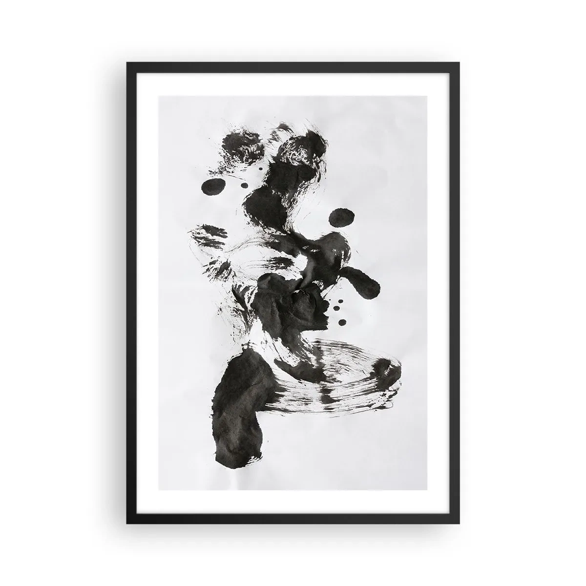 Poster în ramă neagră - Abstracție alb-negru în stilul expresionismului - 50x70cm - Metodă în nebunie? - Decorațiune modernă pentru perete pentru living și dormitor ARTTOR