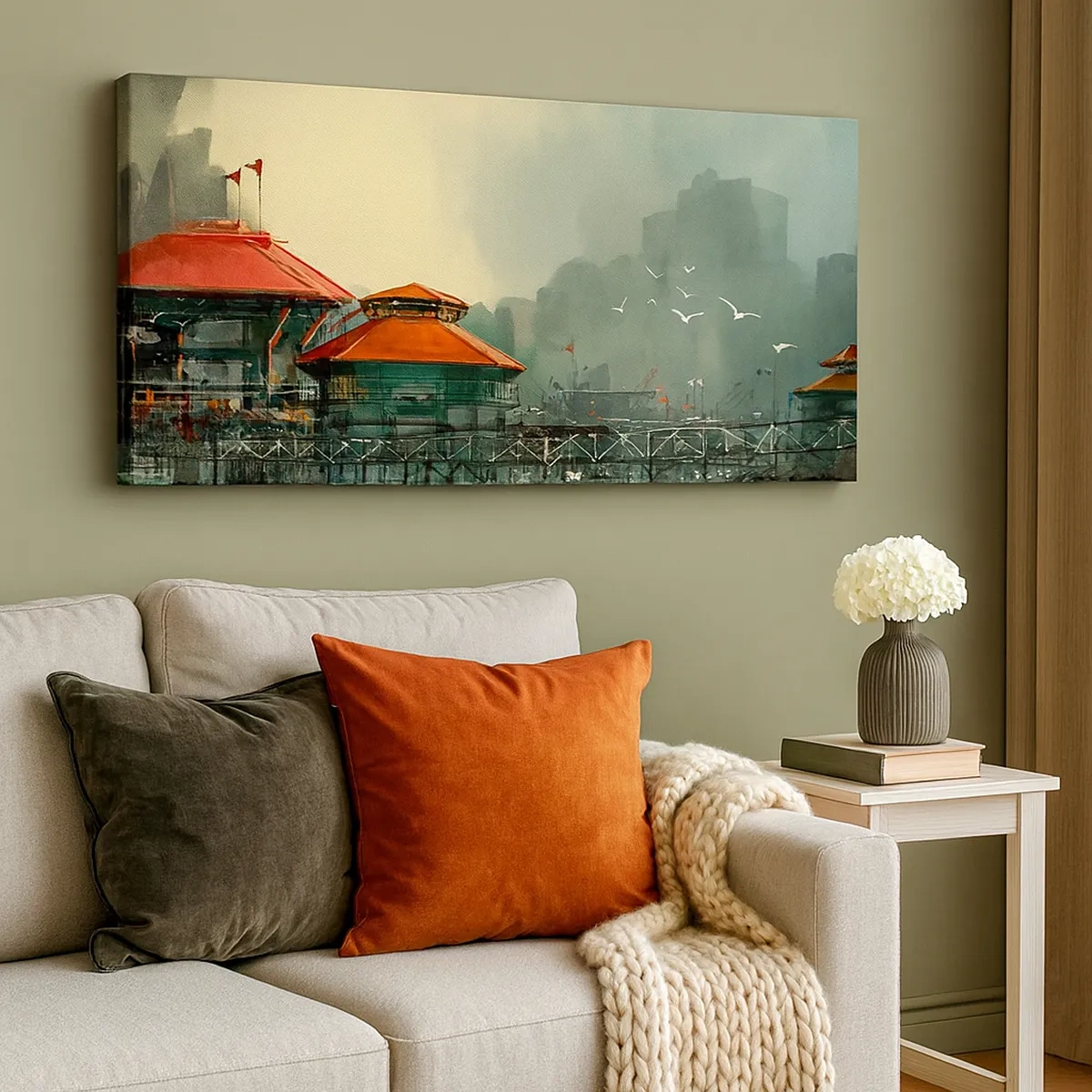 Tablou pe pânză - O zi ploioasă în port - 30x30 cm