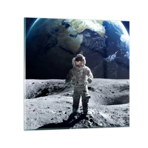 Tablou pe sticlă - Salutări de pe Lună - 70x70 cm