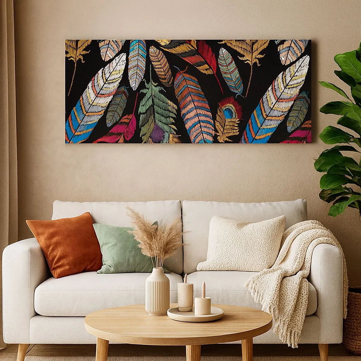 Tablou pe pânză - Carnavalul păsărilor - 100x40 cm