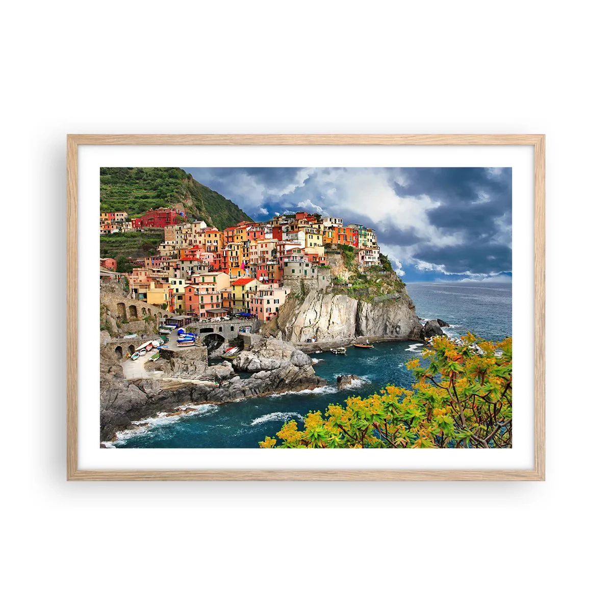 Poster în ramă de stejar deschis - Îmbrățișați de stânci - 70x50 cm