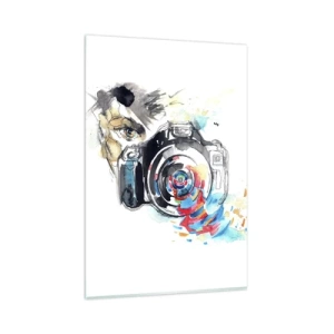 Tablou pe sticlă - În ochiul obiectivului - 80x120 cm