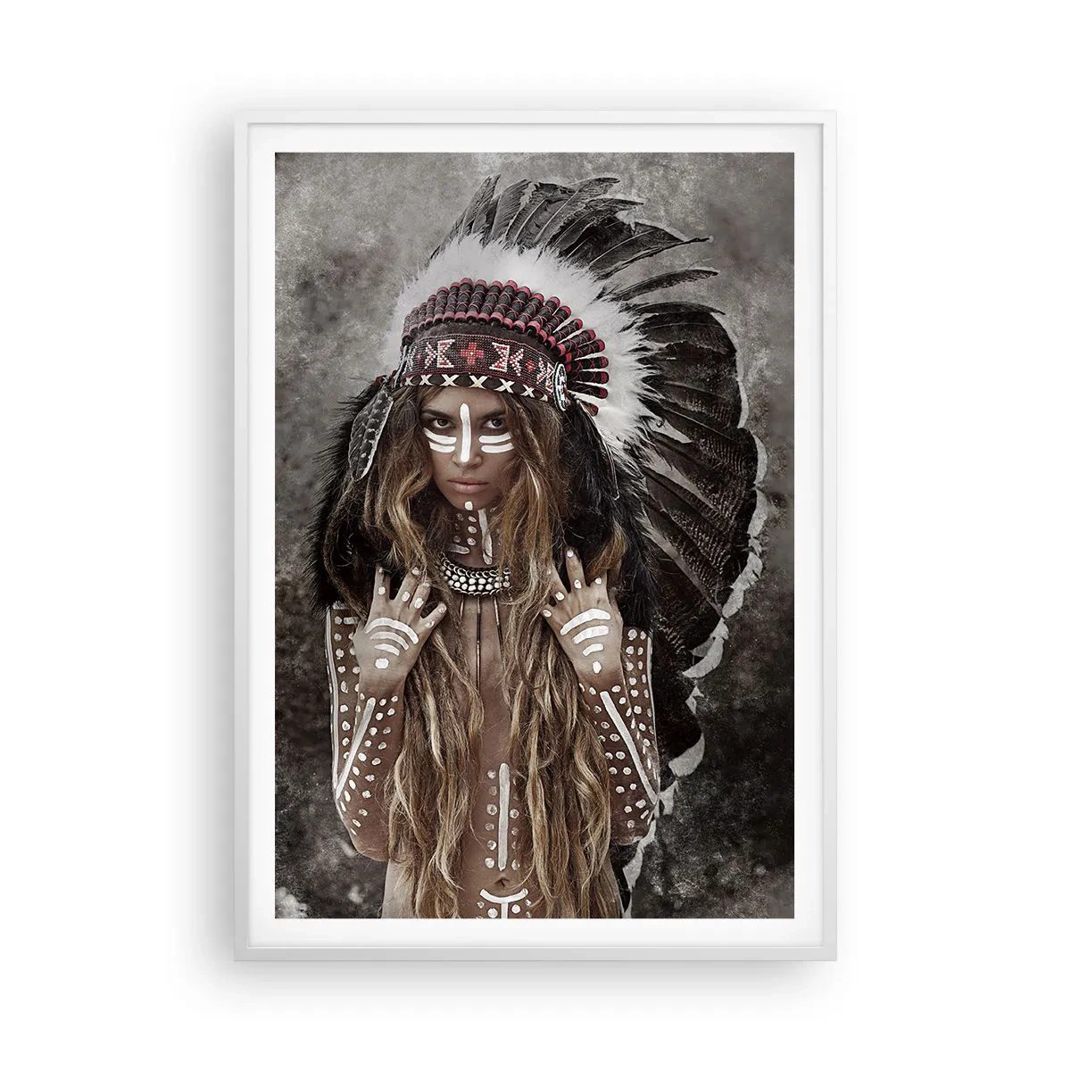 Poster în ramă albă - Secretul puterii tribale - 70x100 cm