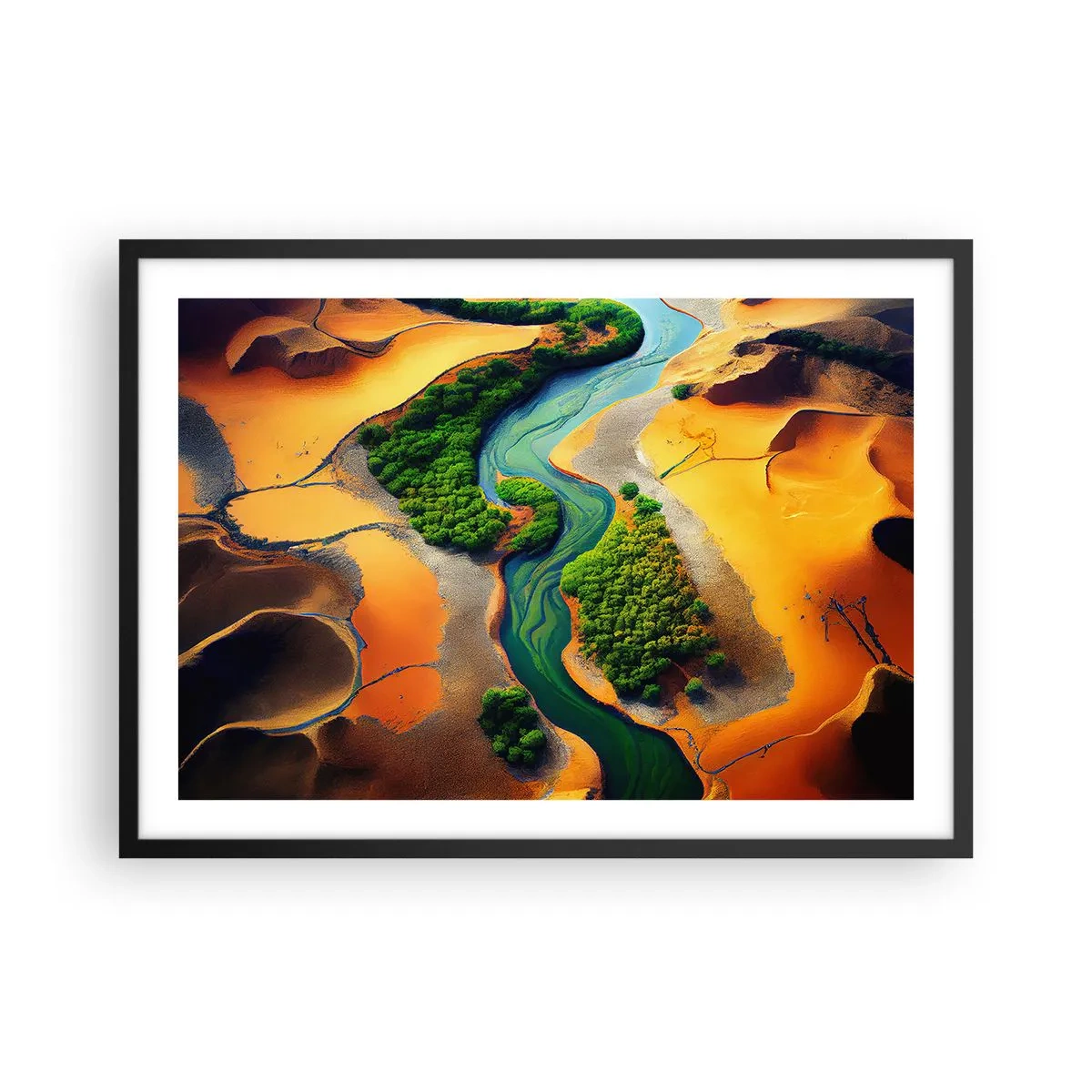 Poster în ramă neagră - Râul care dă viață - 70x50 cm