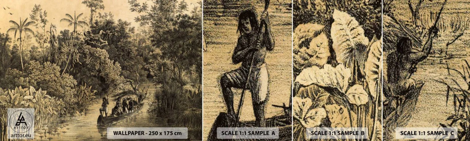 Mostră de Tapet Standard Eco - Călătorie la sursă - Junglă, Amazonia, Tropicele - 100x30 cm