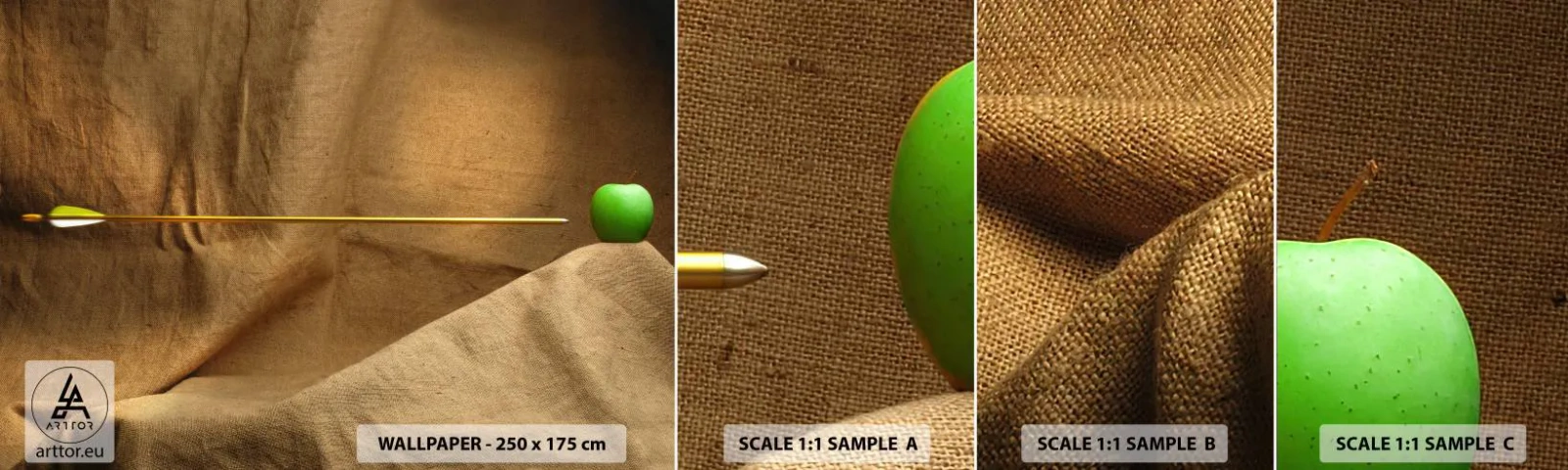 Mostră de Tapet Standard Eco - Invocă spiritul lui William Tell - Grafică, Abstracția, Săgeata de tir cu arcul - 100x30 cm