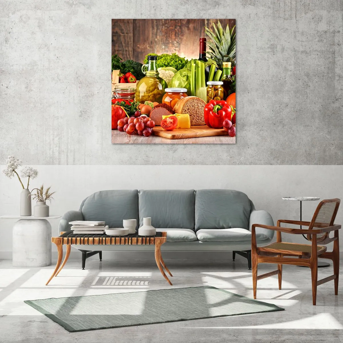 Tablou pe sticlă - Afumate, prăjite, marinate - 70x70 cm