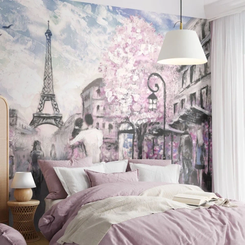 Fototapetă personalizată Standard Eco - Dacă ar fi să te îndrăgostești, atunci doar de... - Oraș, turnul Eiffel, Paris