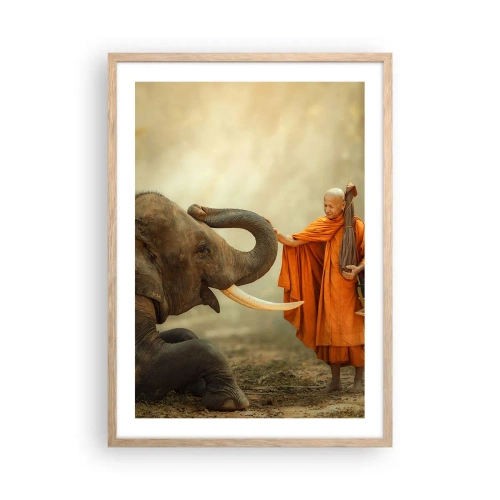 Poster în ramă de stejar deschis - Întâlnire în călătorie - 50x70 cm