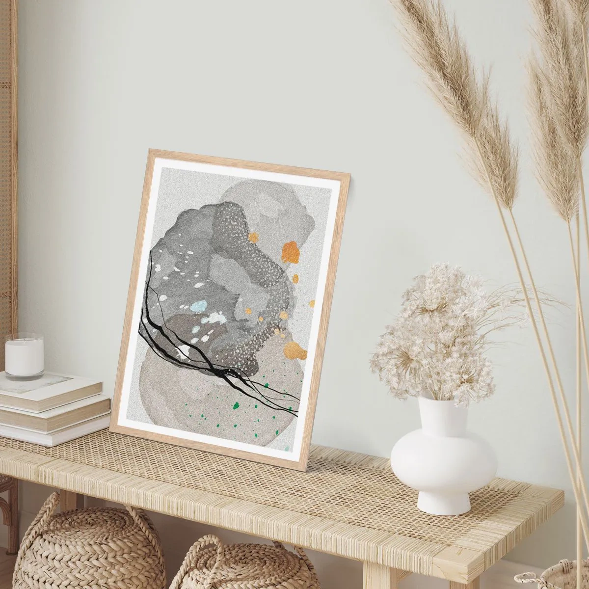 Poster în ramă de stejar deschis - Compoziție organică - 70x100 cm